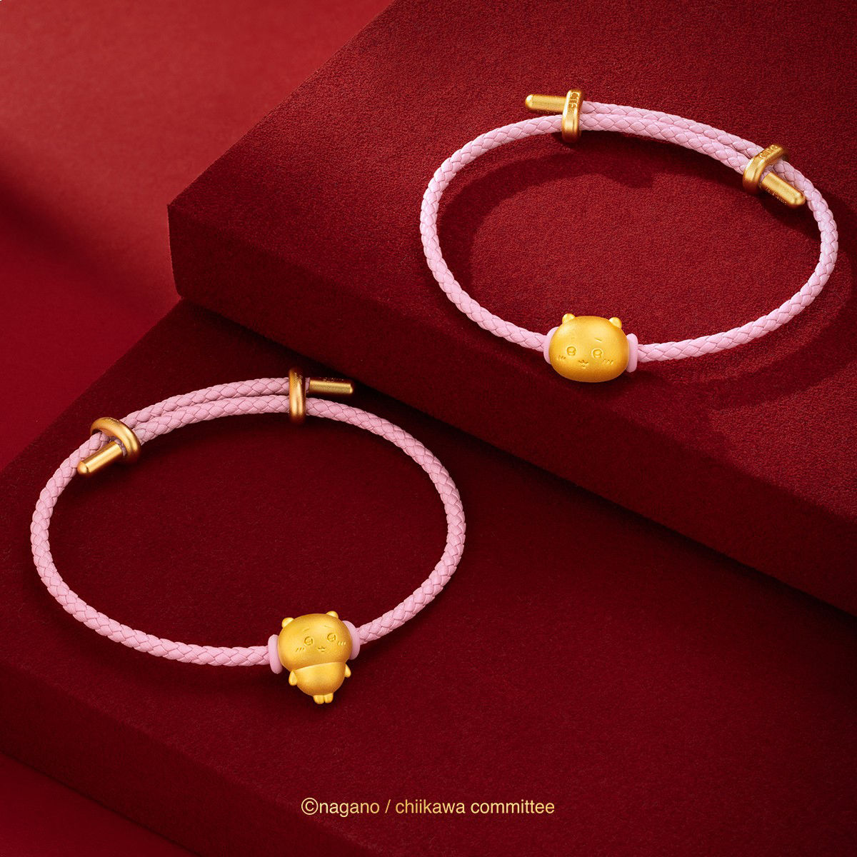 The adorable Chiikawa character gold charm brings laughter and companionship to your partner.
