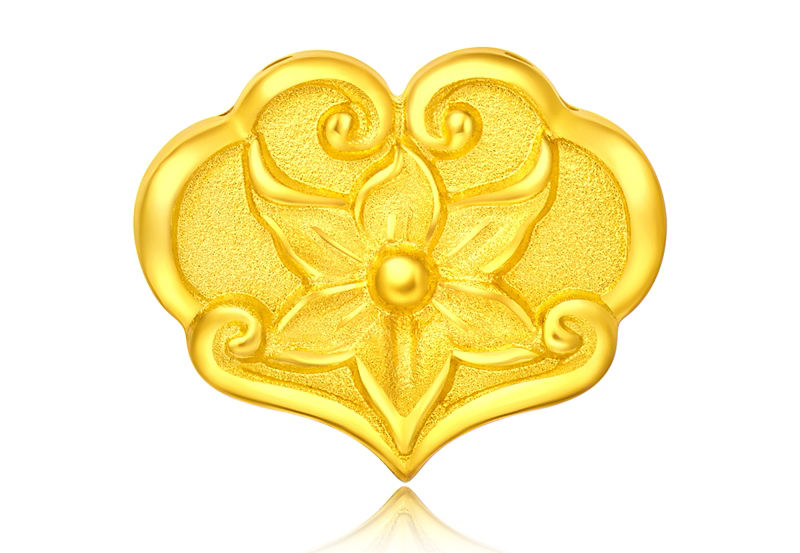 立體百合如意造型足金吊墜，寄寓百事合心、萬事如意的美好祝福。