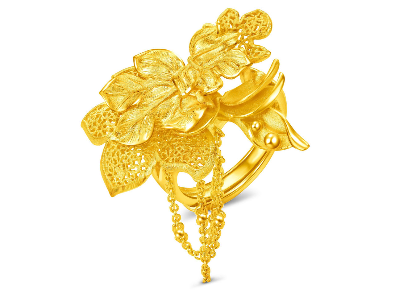 The golden wedding ring with a wutong tree leaf design is an elegant choice that combines elegance and personality.